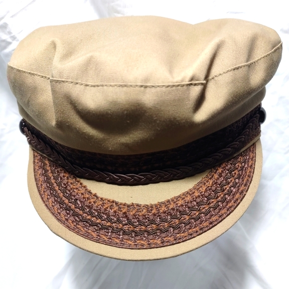 Vintage UNITED HATTERS Embroidered Khaki Cabbie/Newsboy Cap - MADE IN U.S.A. - Picture 2 of 5